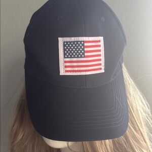 Black Cap with American Flag Patch